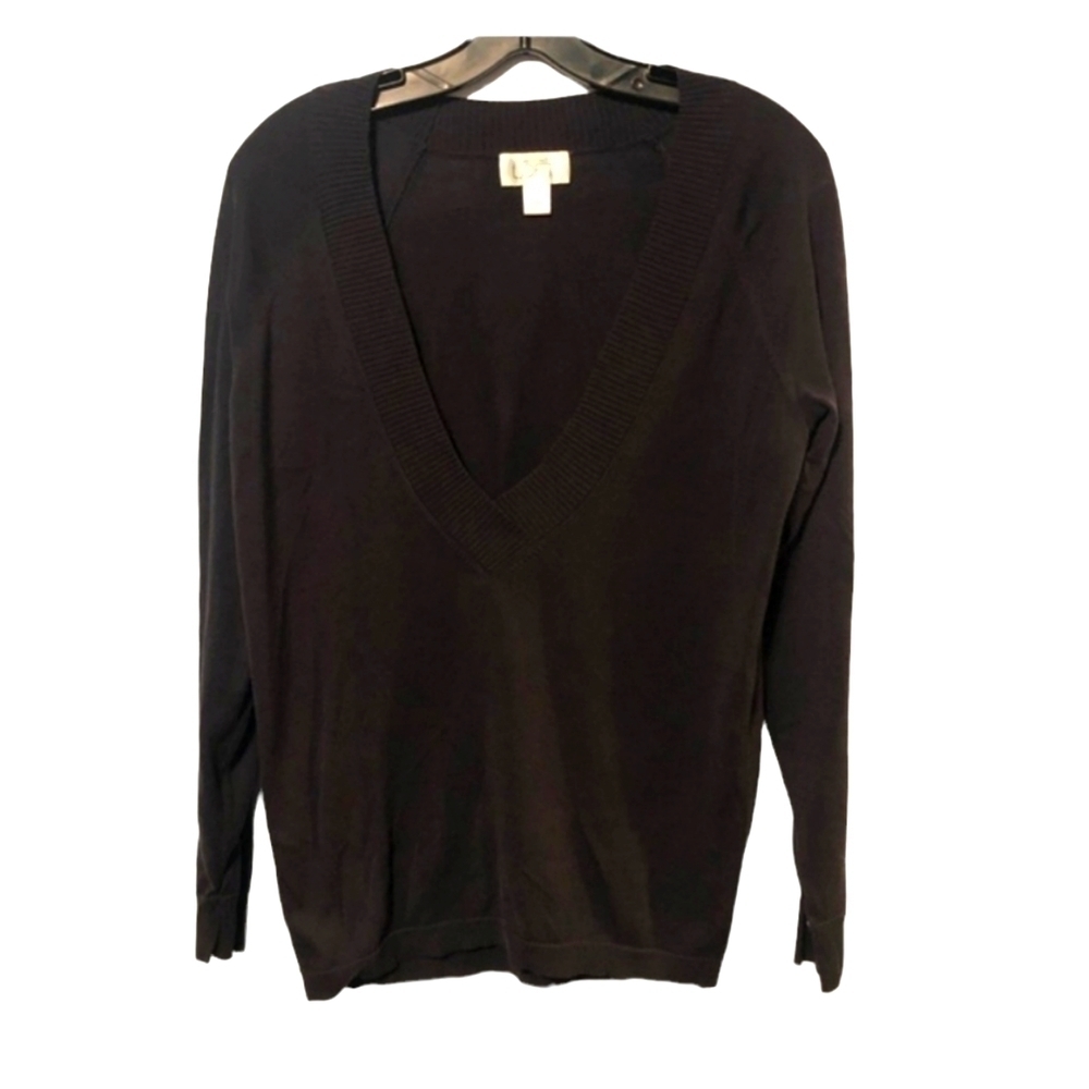 Ann Taylor Loft v neck black sweater size small